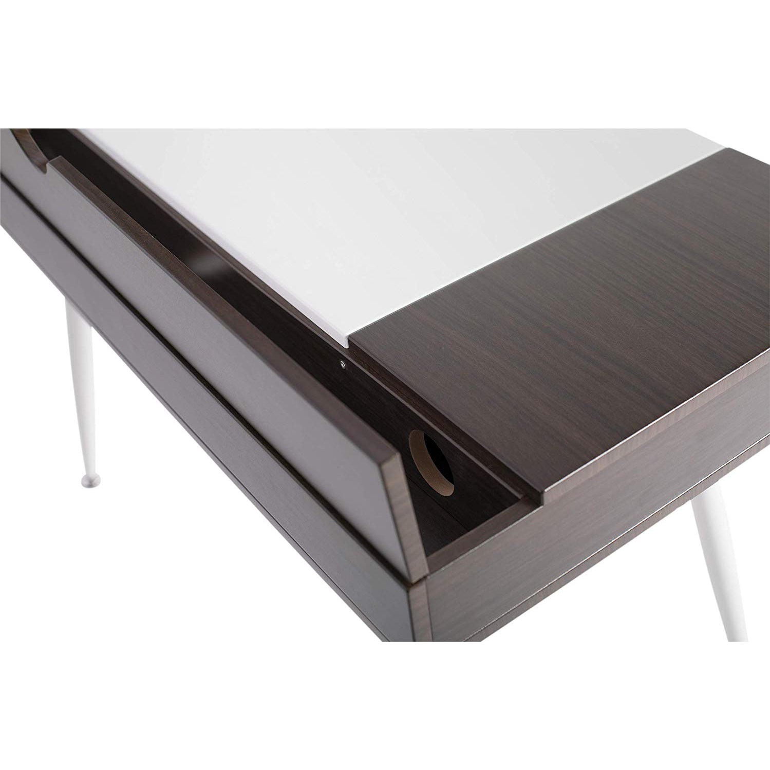 Calico Designs Nook Desk w/ Storage Compartments, White/Dark Walnut (For Parts)
