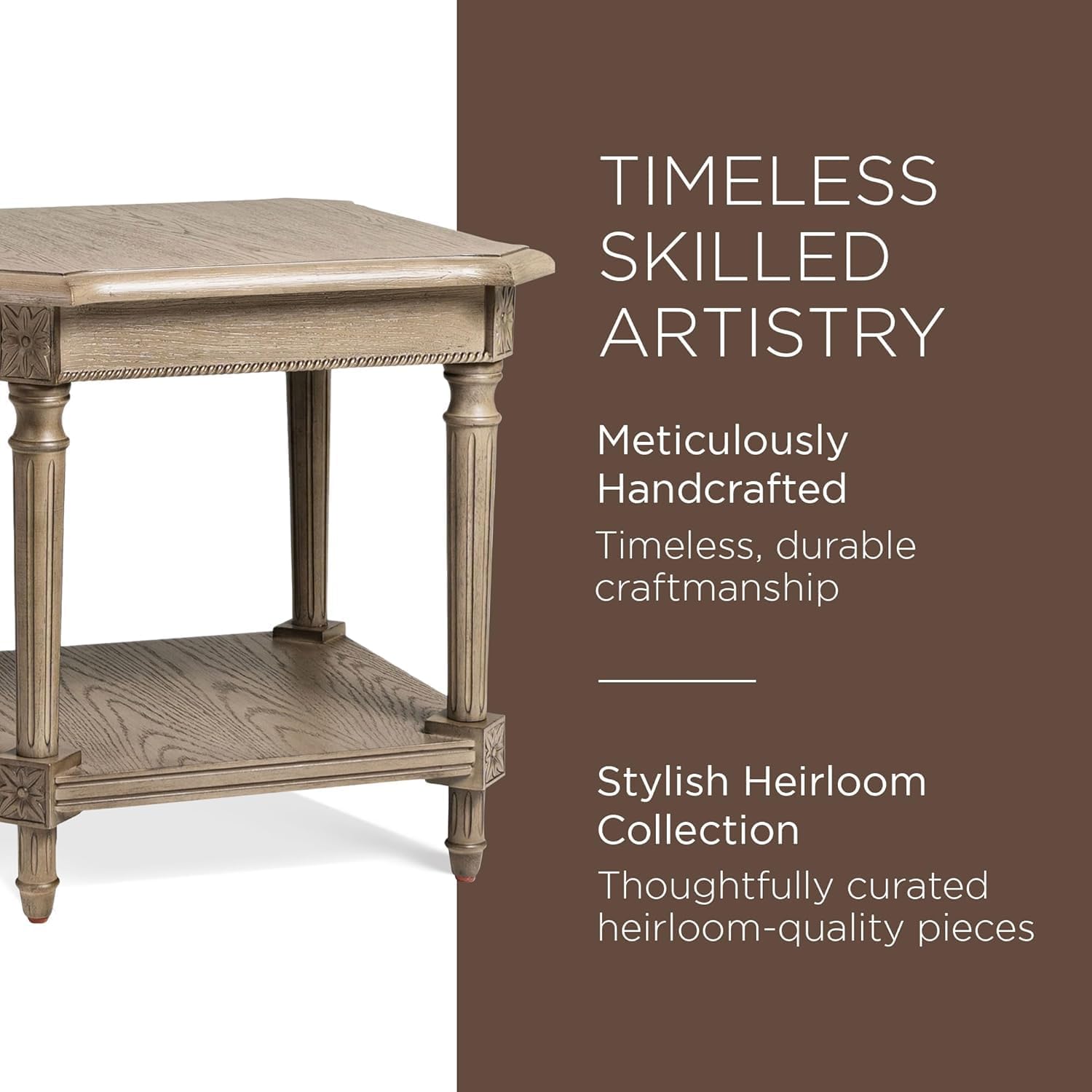 Maven Lane Pullman Square Wooden Side Table in Antiqued Grey Finish (Open Box) - VMInnovations