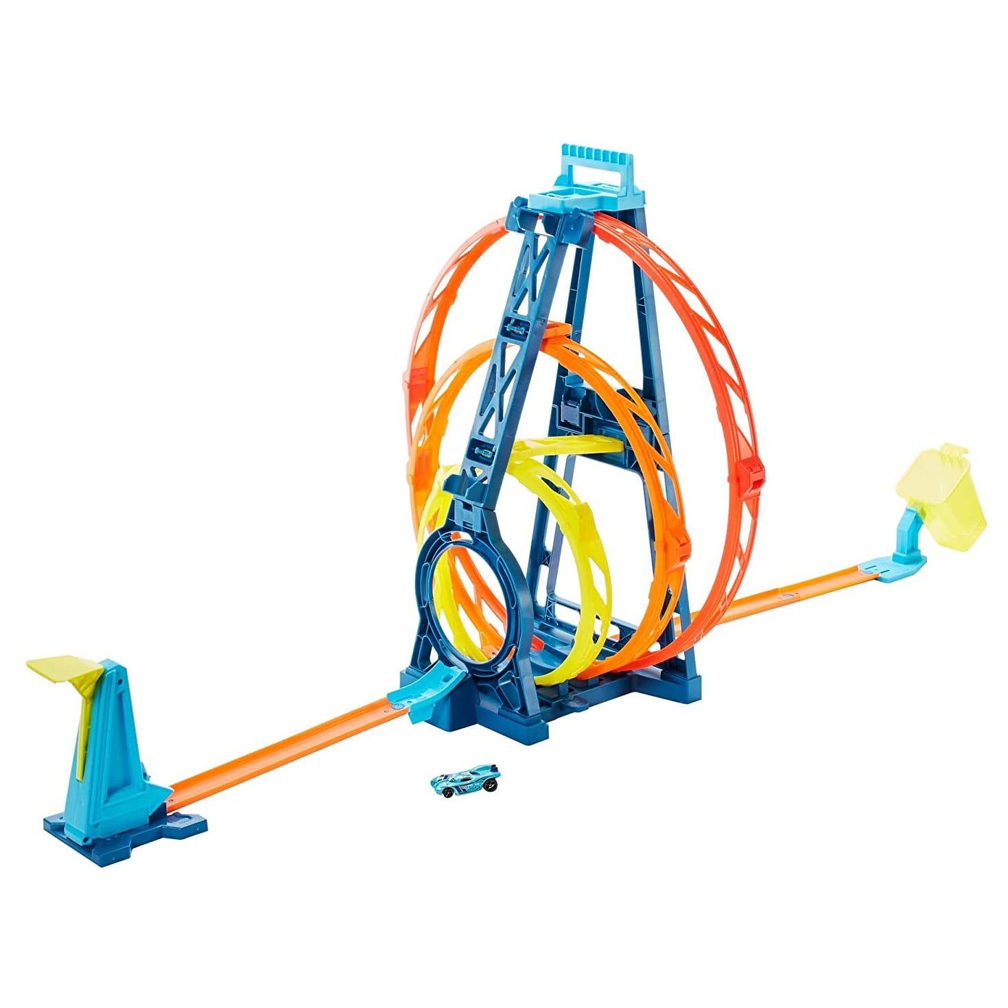 Hot Wheels Track Builder Unlimited Triple Loop Jump Stunt Kit with Vehicle(Used)