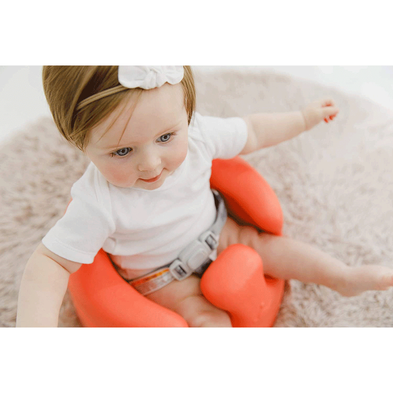 Bumbo Baby Infant Soft Foam Wide Floor Seat w/ Adjustable Harness, Living Coral