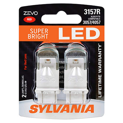 Sylvania Zevo 3157 Red LED Bright Interior Exterior Mini Light Bulb Set, 2 Pack