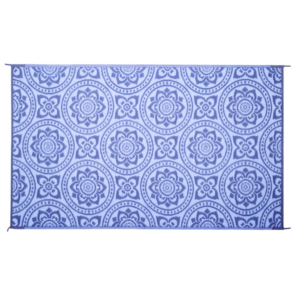 Reversible Mats 8 x 5 Foot Polypropylene Pattern Patio Mat, Blue/White(Open Box)