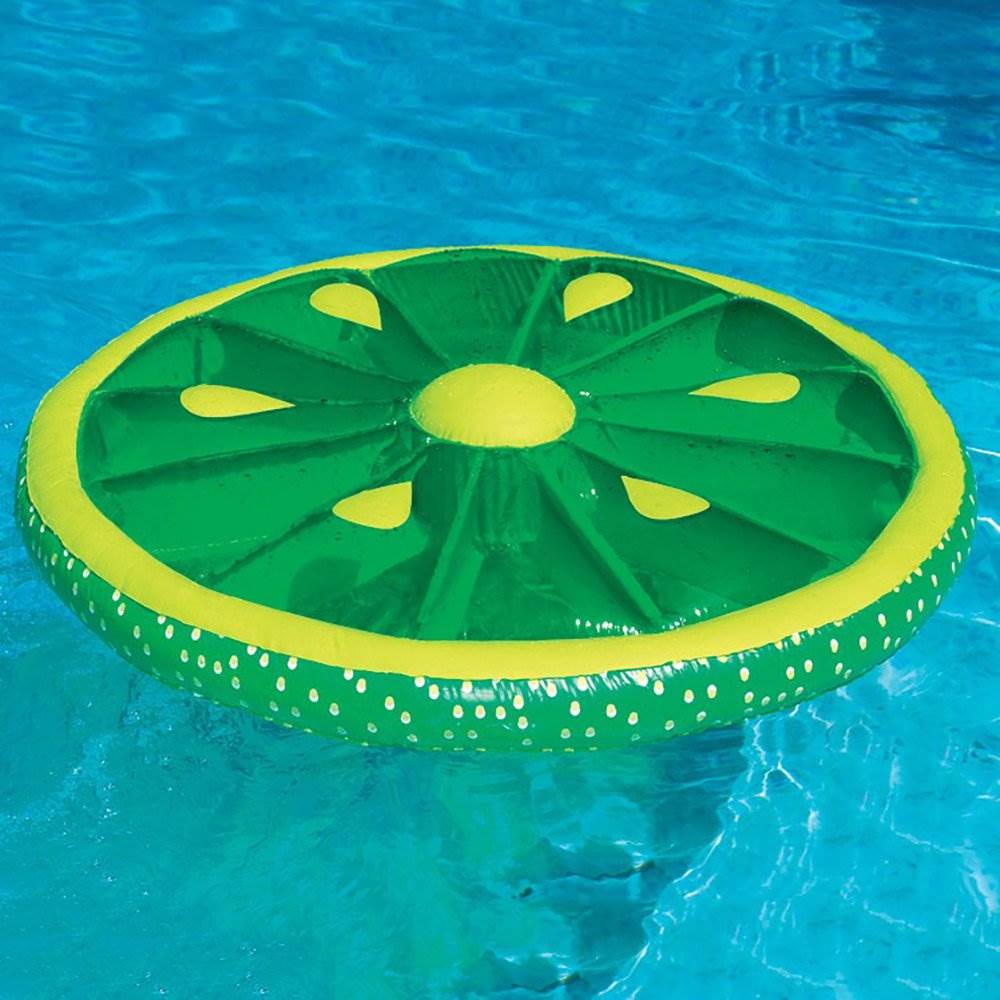 Swimline 9054G Inflatable 60" Lime Slice Pool or Lake Floating Water Raft, Green - VMInnovations