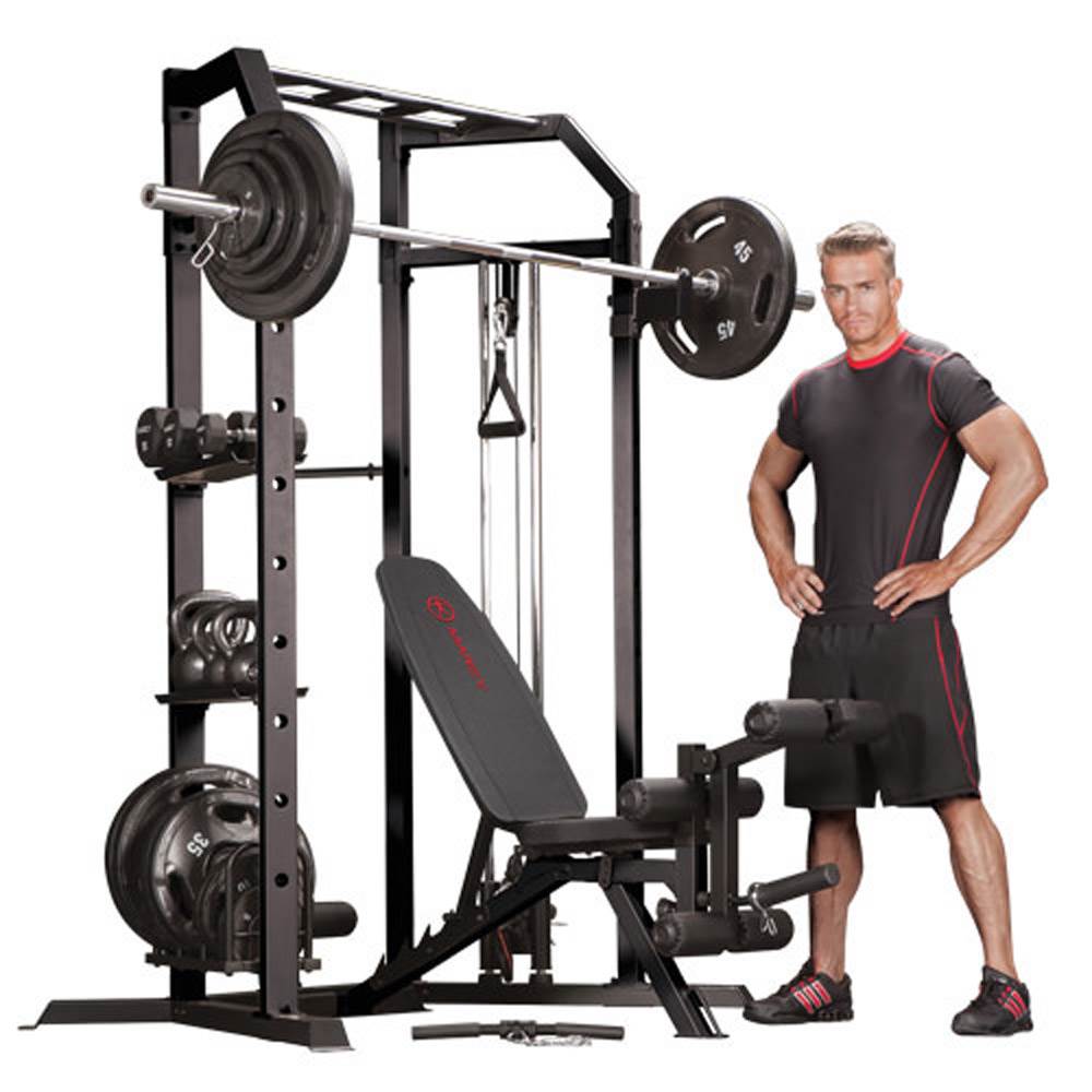 Marcy Olympic Strength Cage System and Multipurpose Utility Slant Board Bench