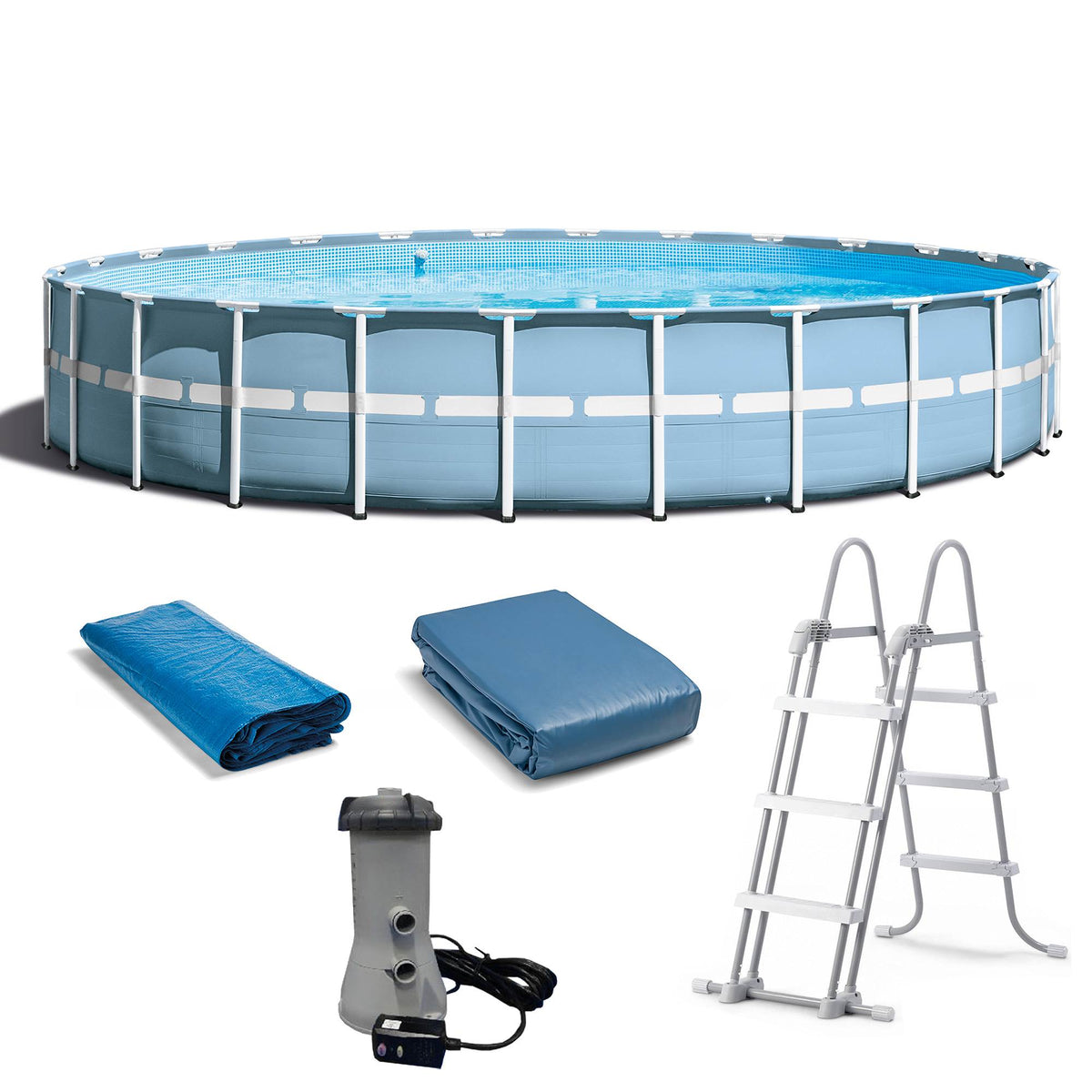 Intex 24' x 52" Frame Pool Set with Ladder, Pump + Intex Pool Vacuum (Open Box)