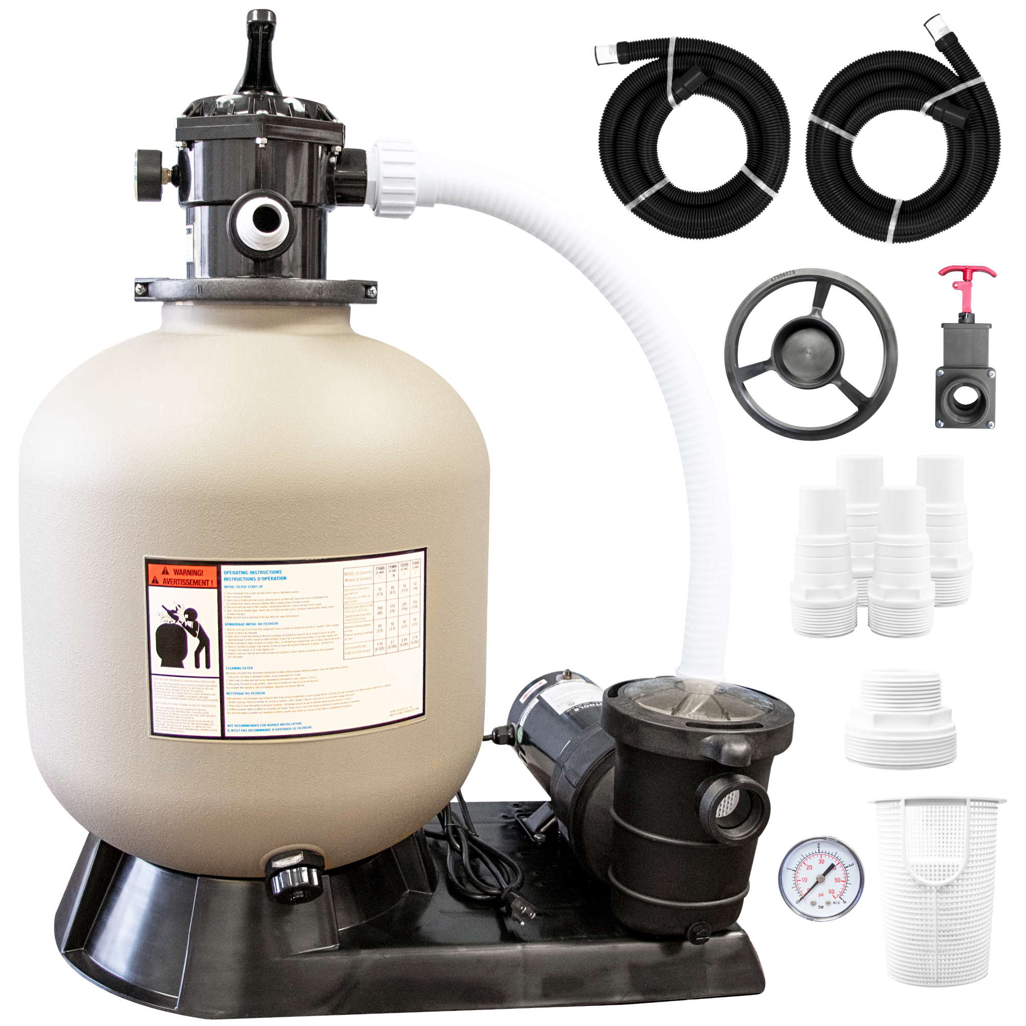 HYDROTOOLS by Swimline 24" Sand Filter Combo w/ Stand, 4980 GPH, 300lb Capacity