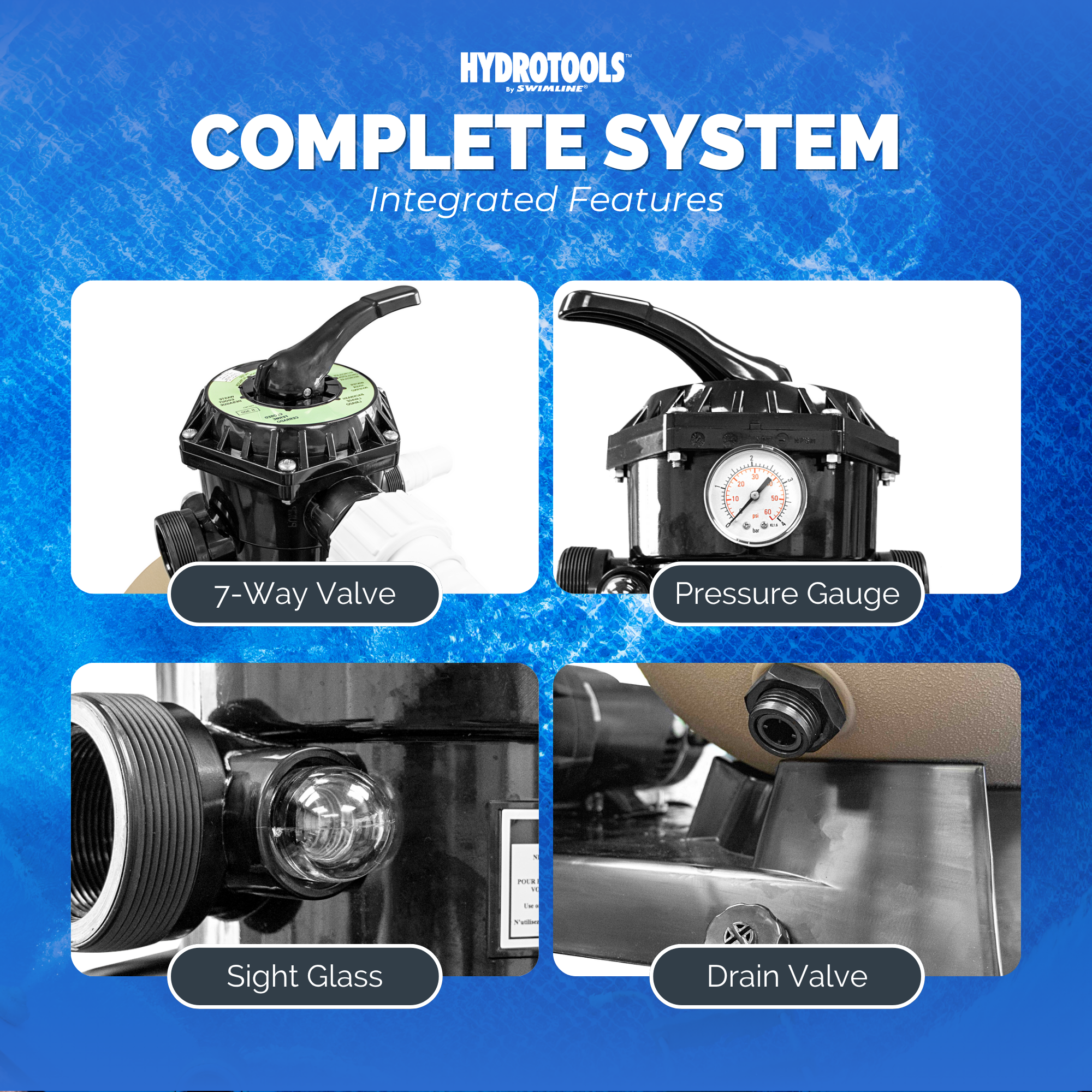 HYDROTOOLS by Swimline 24" Sand Filter Combo w/ Stand, 4980 GPH, 300lb Capacity