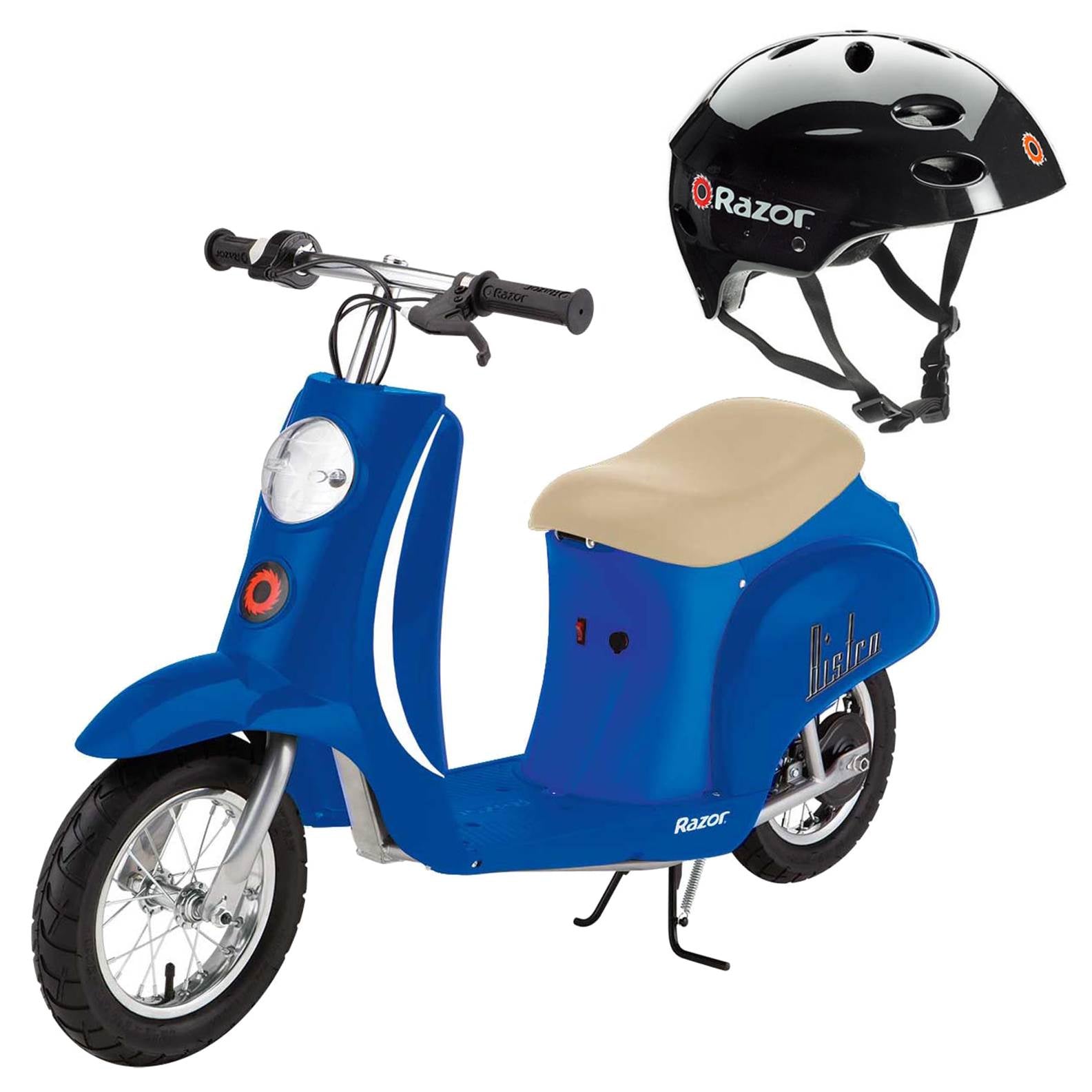 Razor Pocket Mod Euro 24V 250W Kids Electric Retro Scooter with Helmet, Blue