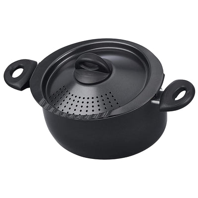 Bialetti 7265 Nonstick Aluminum 5 Quart Kitchen Pasta Pot w/ Strainer Lid, Black