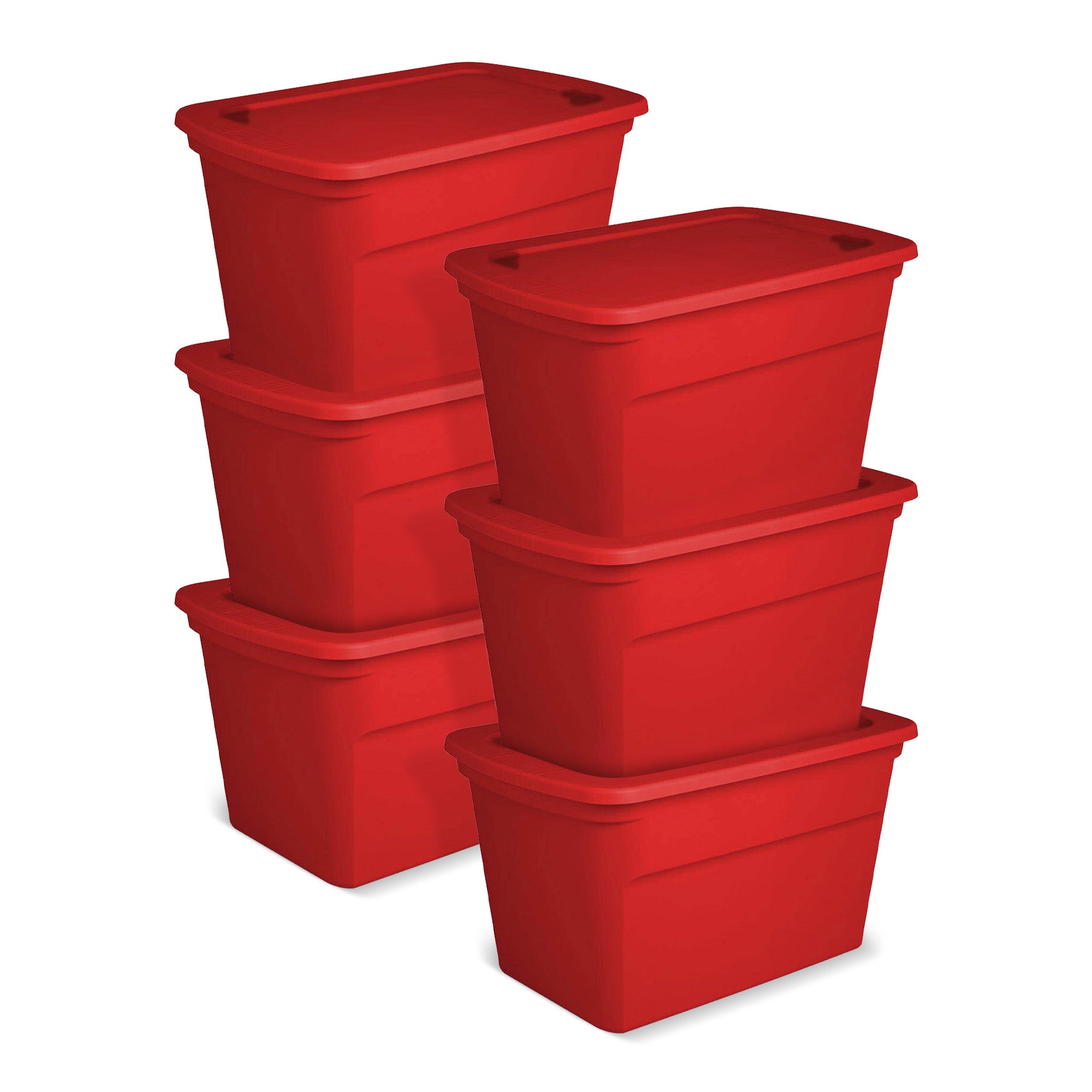 Sterilite 30 Gallon Durable Stacking Seasonal Storage Tote, Red (6 Pack)