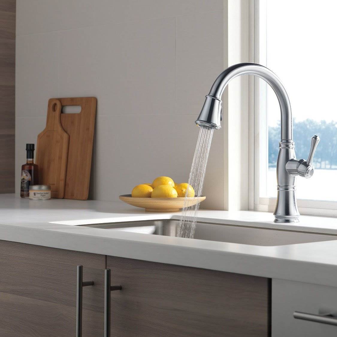 Delta Cassidy Single Handle Kitchen Faucet, Arctic Stainless (Incomplete)