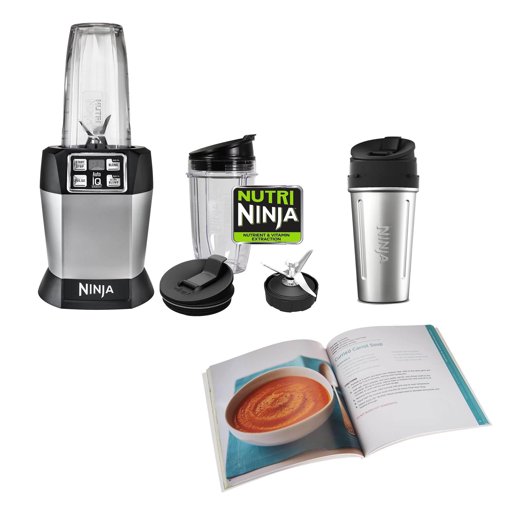 Ninja Auto-iQ Blender, 3 Nutri Cups, & Recipe Cook Book (Certified Refurbished)