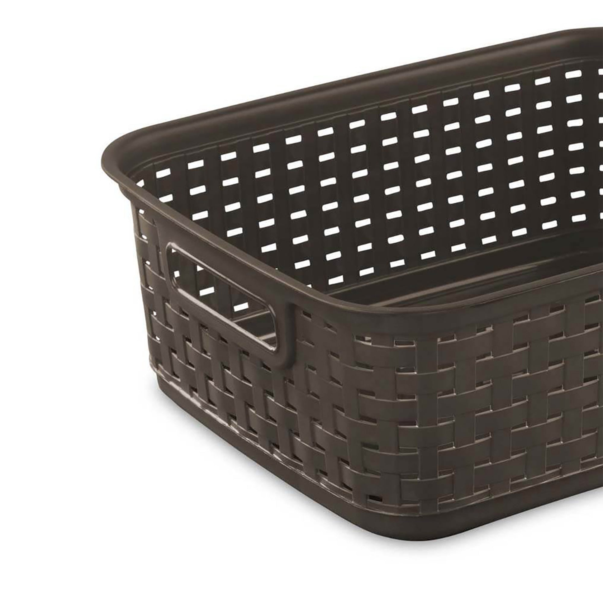 Sterilite Decorative Wicker-Style Weave Basket, Espresso | 12726P06 (12 Pack) - VMInnovations