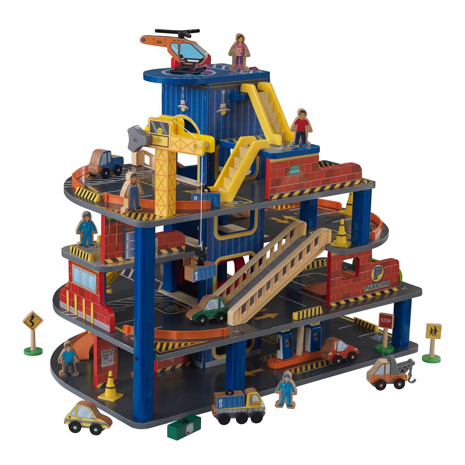 KidKraft Deluxe 4 Level Detailed Wooden Car Garage Kids Playset (Open Box)