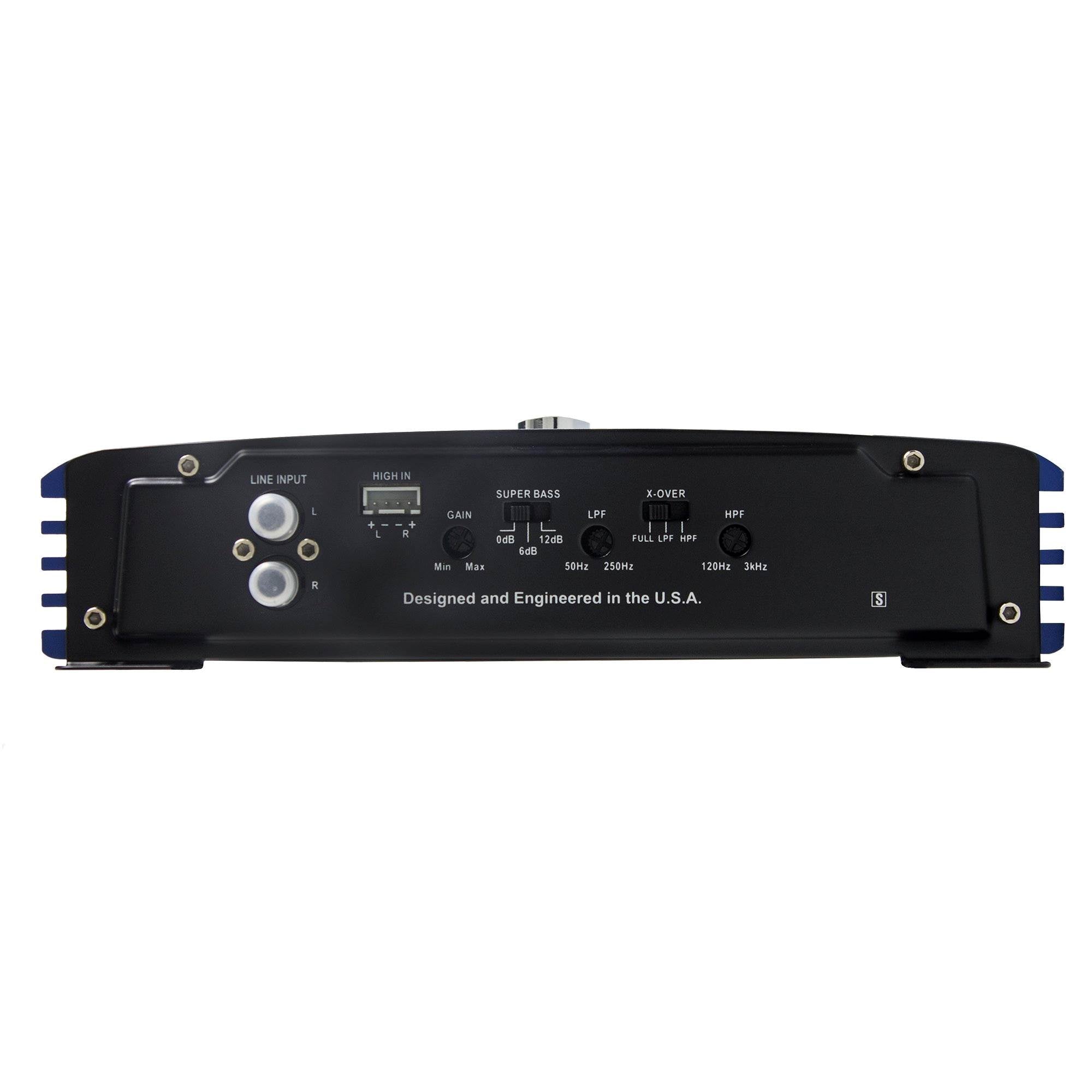Crunch PowerDriveX 1000W 2 Channel Blue A/B Car Amplifier + 8-Gauge Wiring Kit