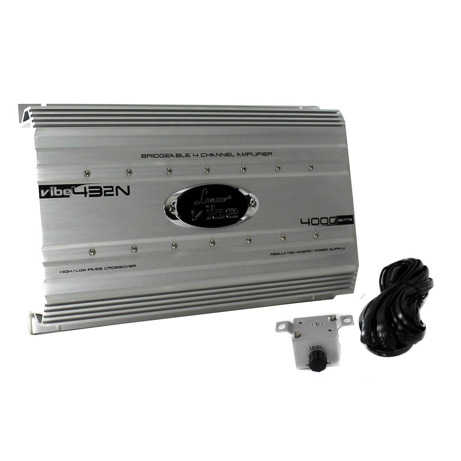 Lanzar 4000 Watt 4 Channel Bridgeable Car Audio Amplifier + 0 Gauge Wiring Kit