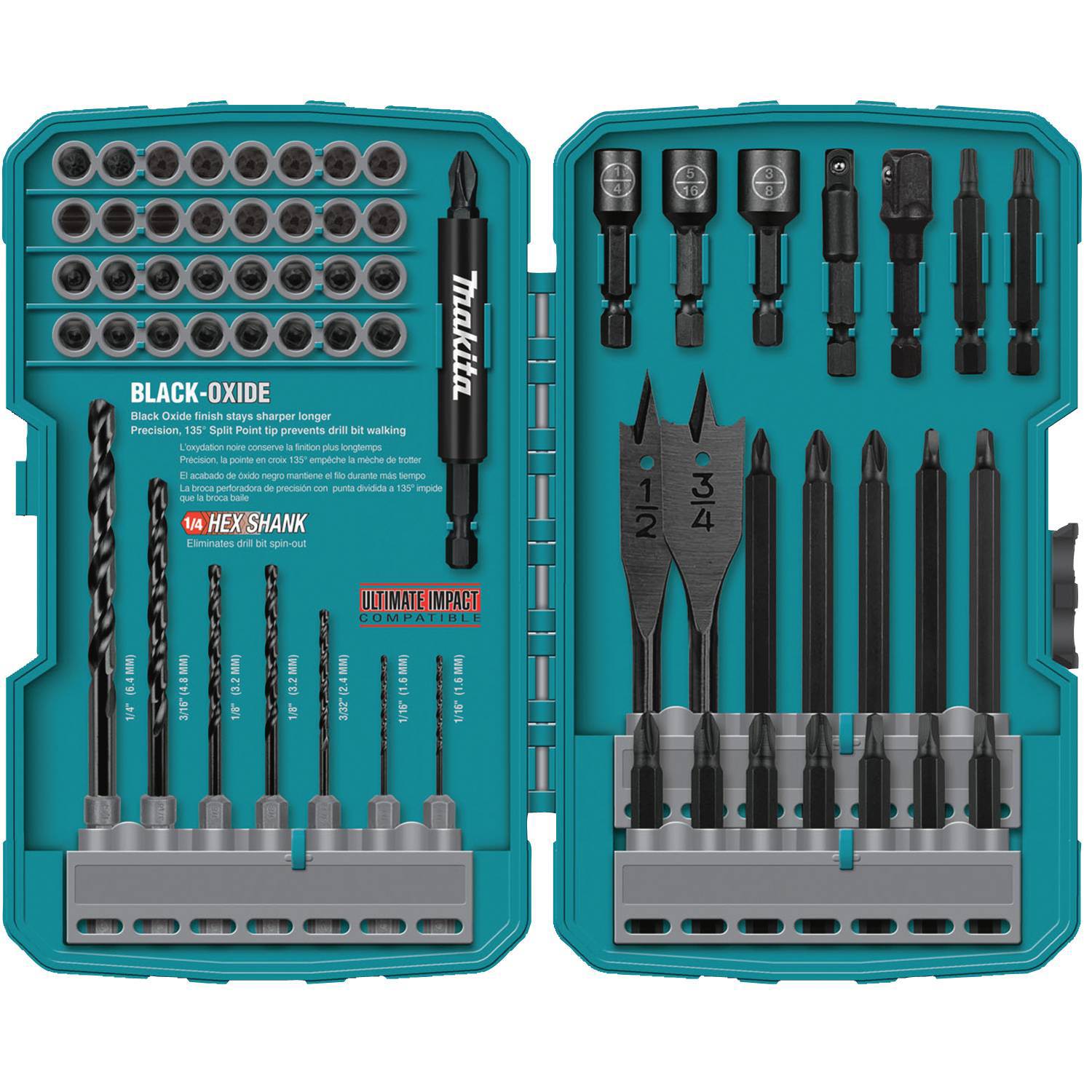 Makita 18V LXT Lithium-Ion Cordless 9-Piece Power Tool Combo Kit + 70 Pc Bit Set