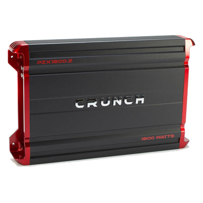 Crunch 1800W Amplifier + 12" 2300W Subwoofer (2 Pack) + Enclosure Box + Wiring