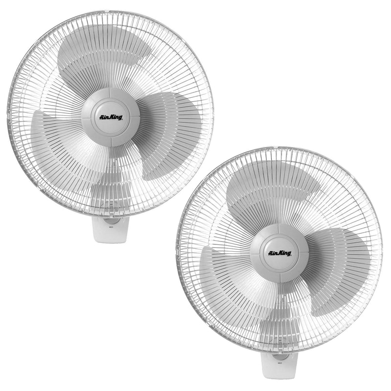 Air King 16 Inch Residential Grade Oscillating 3 Blade Wall Mount Fan (2 Pack)