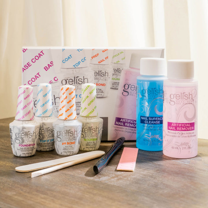 Gelish 15 mL Soak Off Gel Nail Polish Basix Care Kit with Remover and Cleanser - VMInnovations