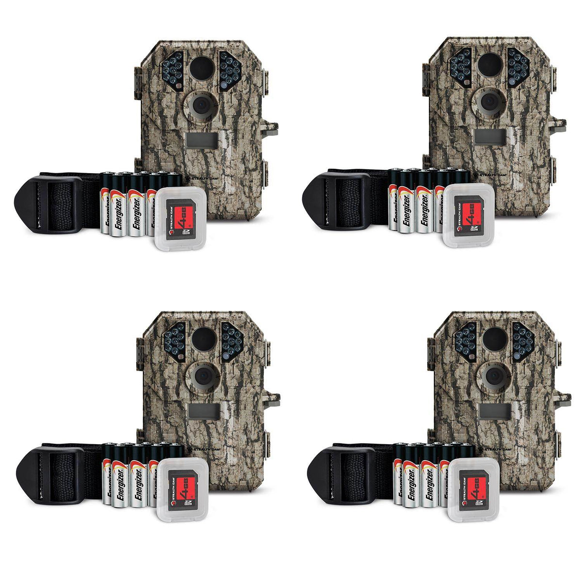 Stealth Cam 7MP Infrared Scouting Game Trail Camera w/ SD Card (4 Pack) | P18CMO