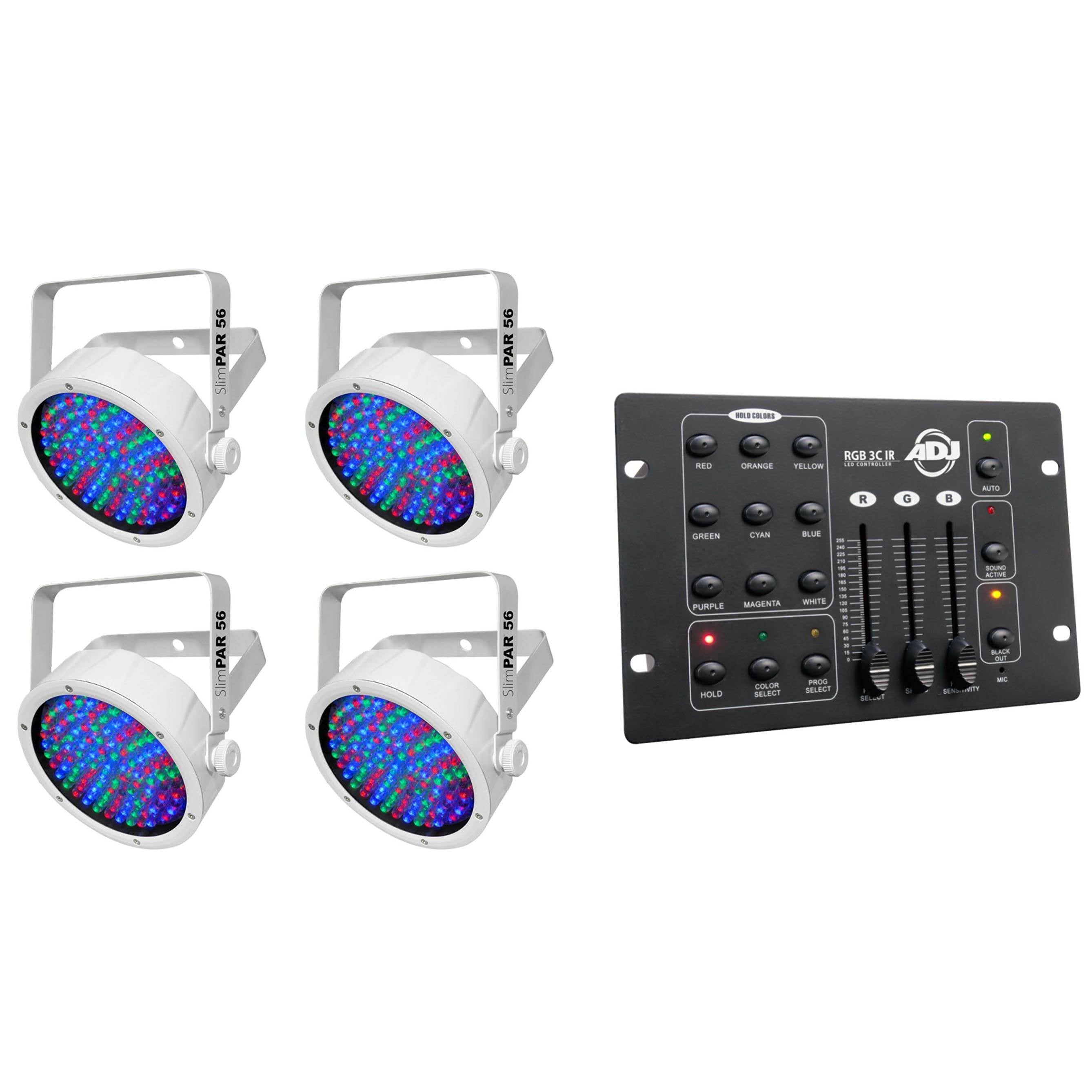 Chauvet SlimPar LED DMX Slim Par Can Light (4 Pack) + American DJ DMX Controller