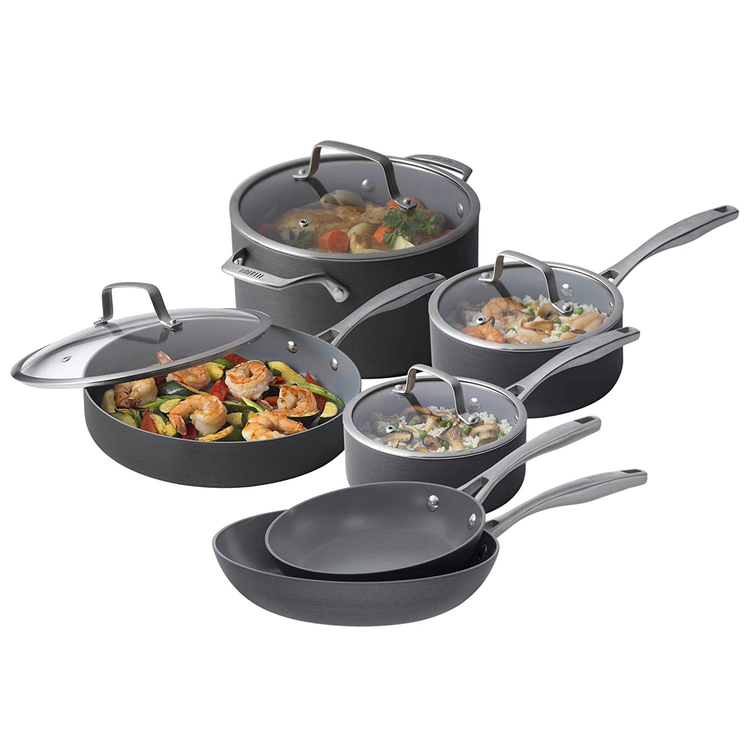Bialetti 10 Piece Hard Anodized Aluminum Ceramic Nonstick Coating Cookware Set