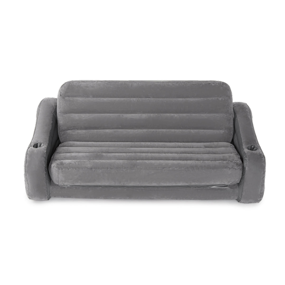 Intex 68566VM Inflatable 2 In 1 Pull Out Sofa Couch and Air Mattress Futon, Gray
