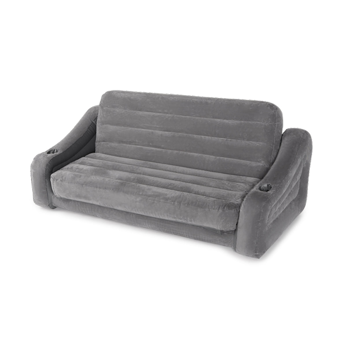 Intex 68566VM Inflatable 2 In 1 Pull Out Sofa Couch and Air Mattress Futon, Gray