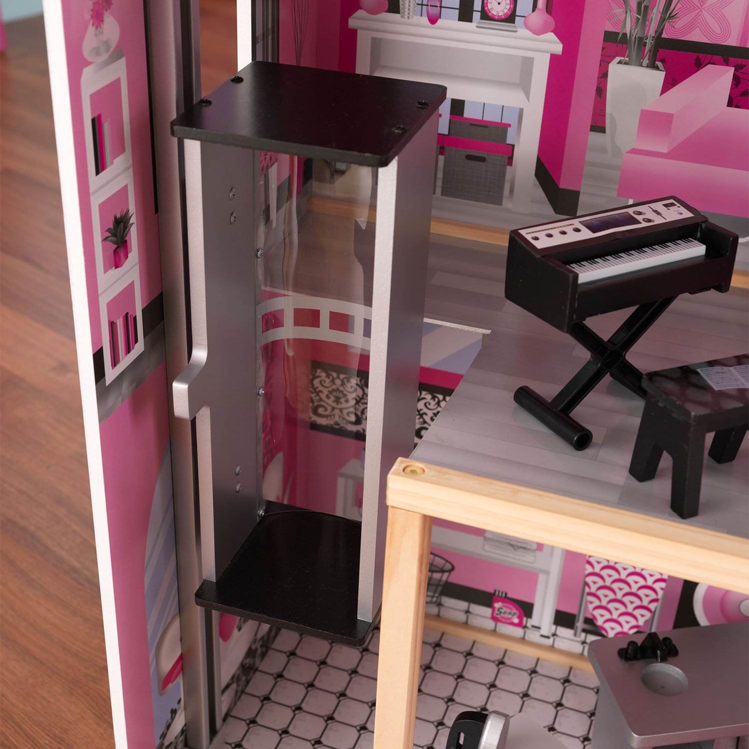 KidKraft Glamorous Sparkle Mansion Wooden Dollhouse with Furniture + Doll Family