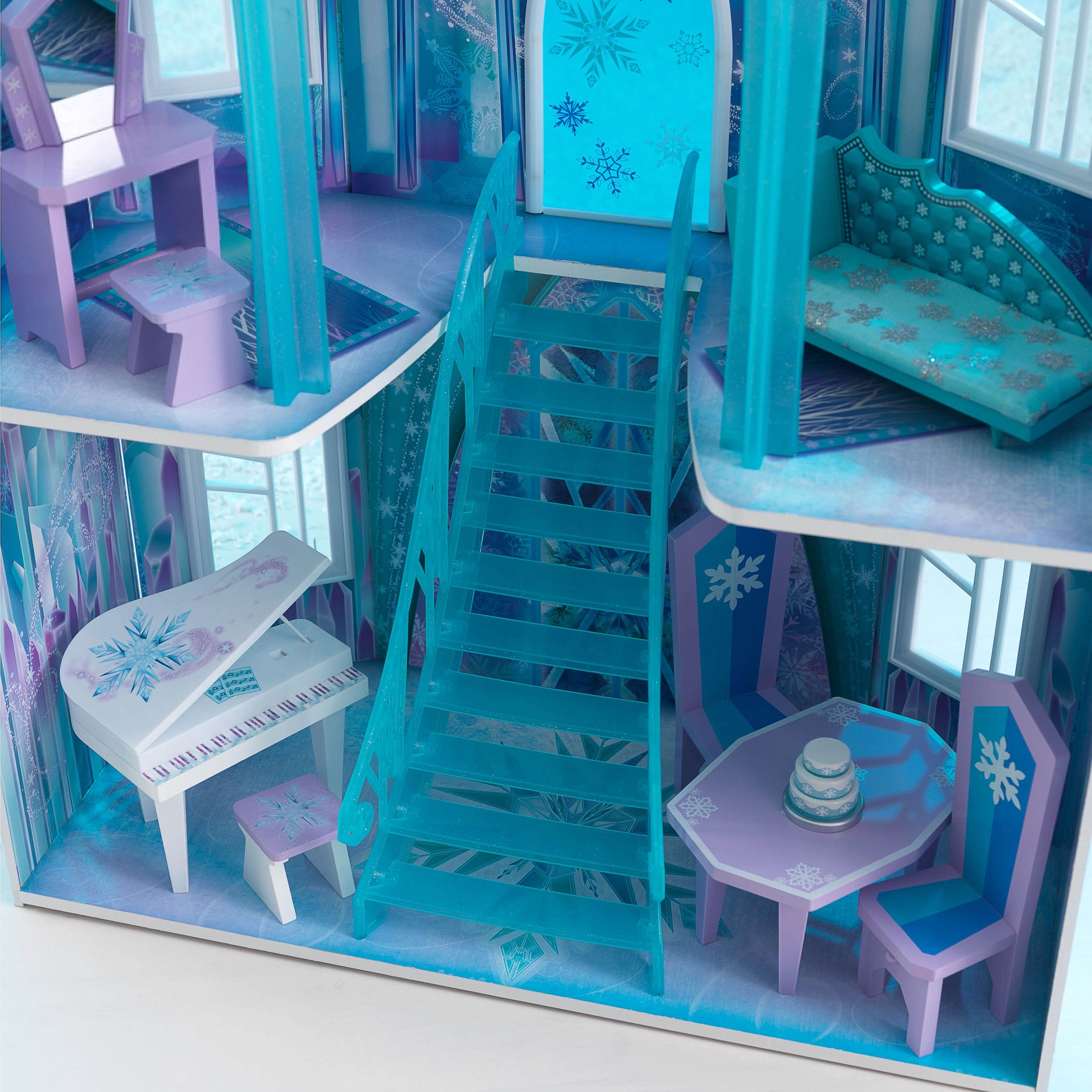 KidKraft Disney's Frozen Ice Castle 5 Room Wooden Play Dollhouse + Doll Family