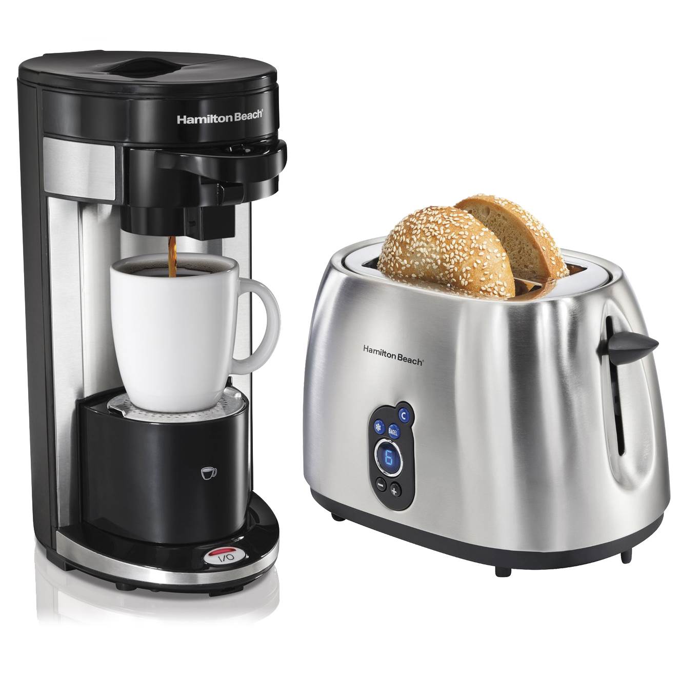 Hamilton Beach FlexBrew Grounds and Pods Coffee Maker + 2-Slice Digital Toaster