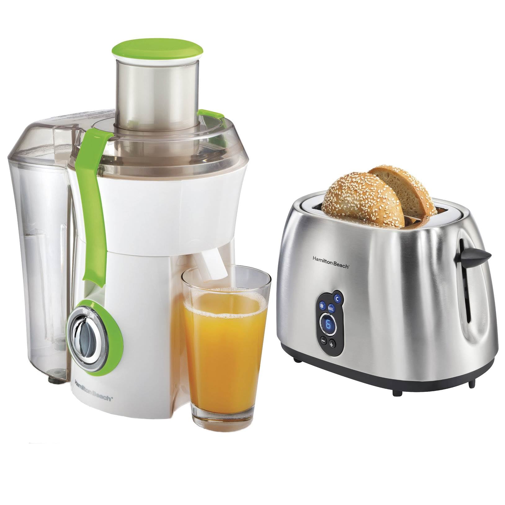 Hamilton Beach Big Mouth Countertop Juice Extractor + 2-Slice Digital Toaster