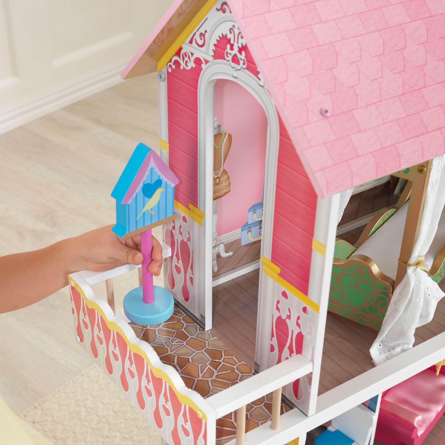 KidKraft Sweet Savannah 3 Level Wooden Dollhouse with Furniture | 65851