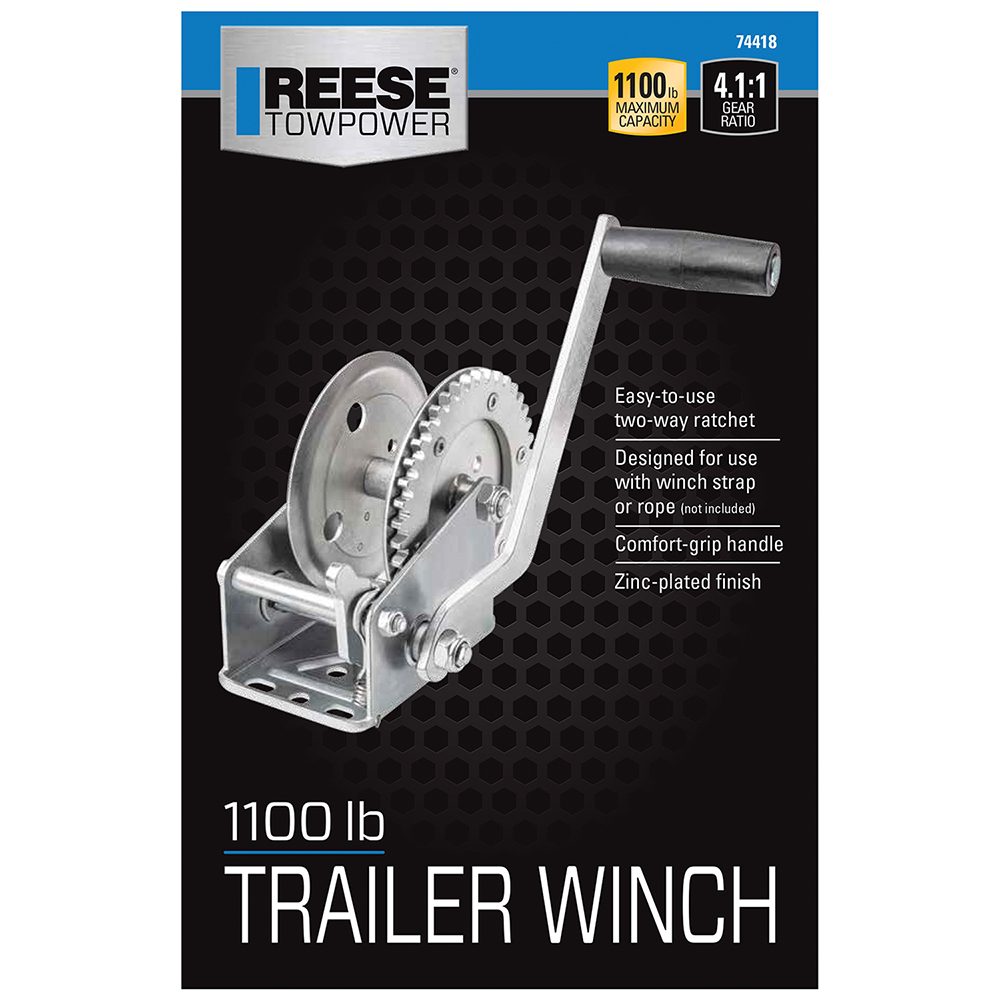 Reese Towpower 1100 Pound Capacity Trailer Winch Comfort Grip Handle (Open Box)
