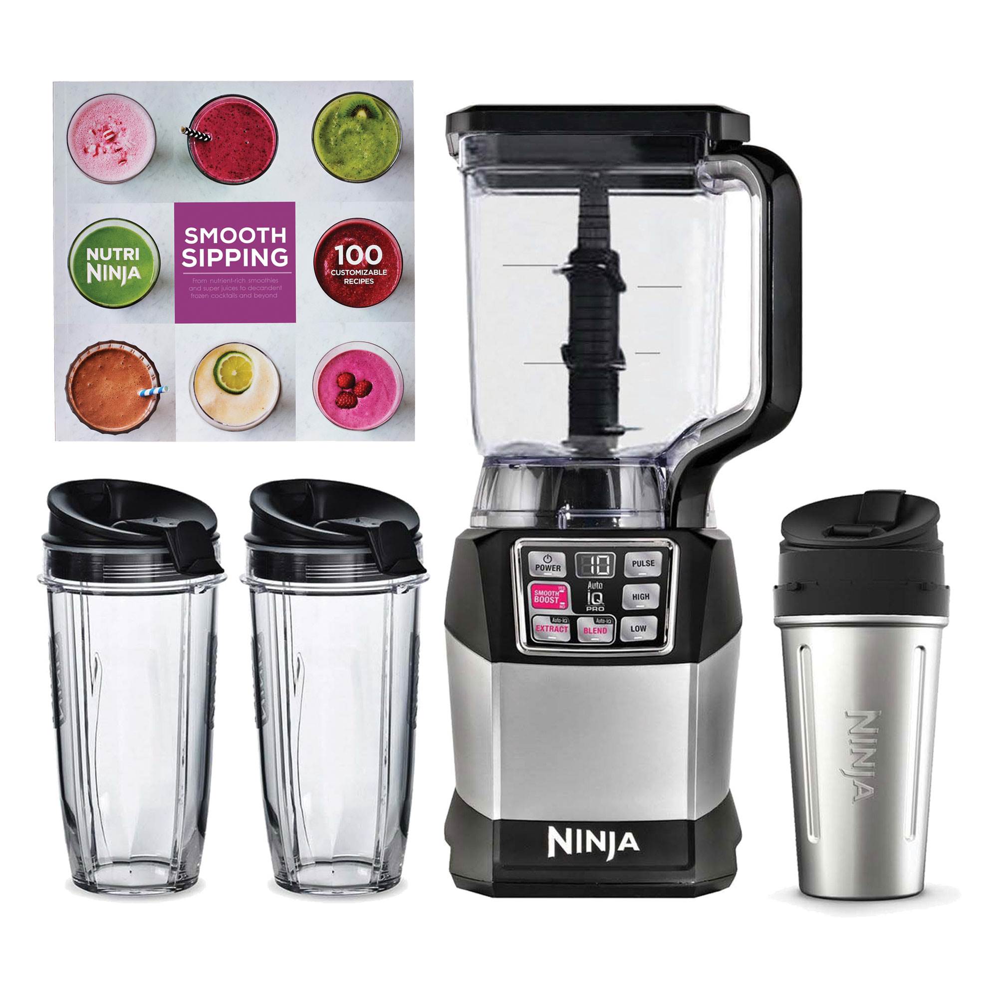 Ninja Auto IQ Blender System & 72 oz. Pitcher, 3 Nutri Ninja Cups, & Recipe Book