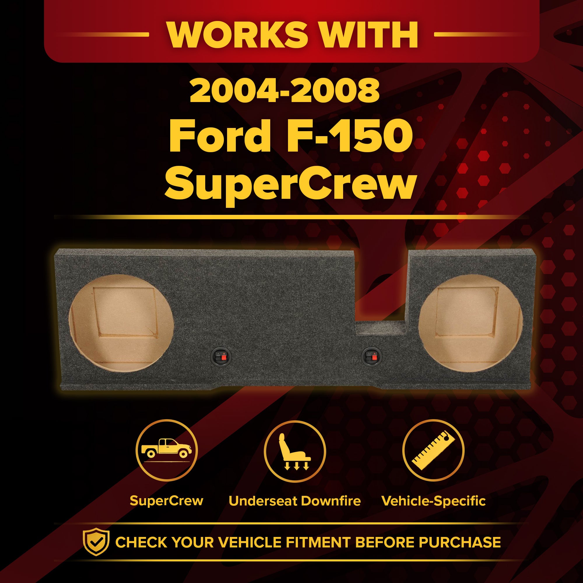 QPower Dual 12" Subwoofer Enclosure, Box for Ford F-150 X-Cab 04-08 (Open Box) - VMInnovations