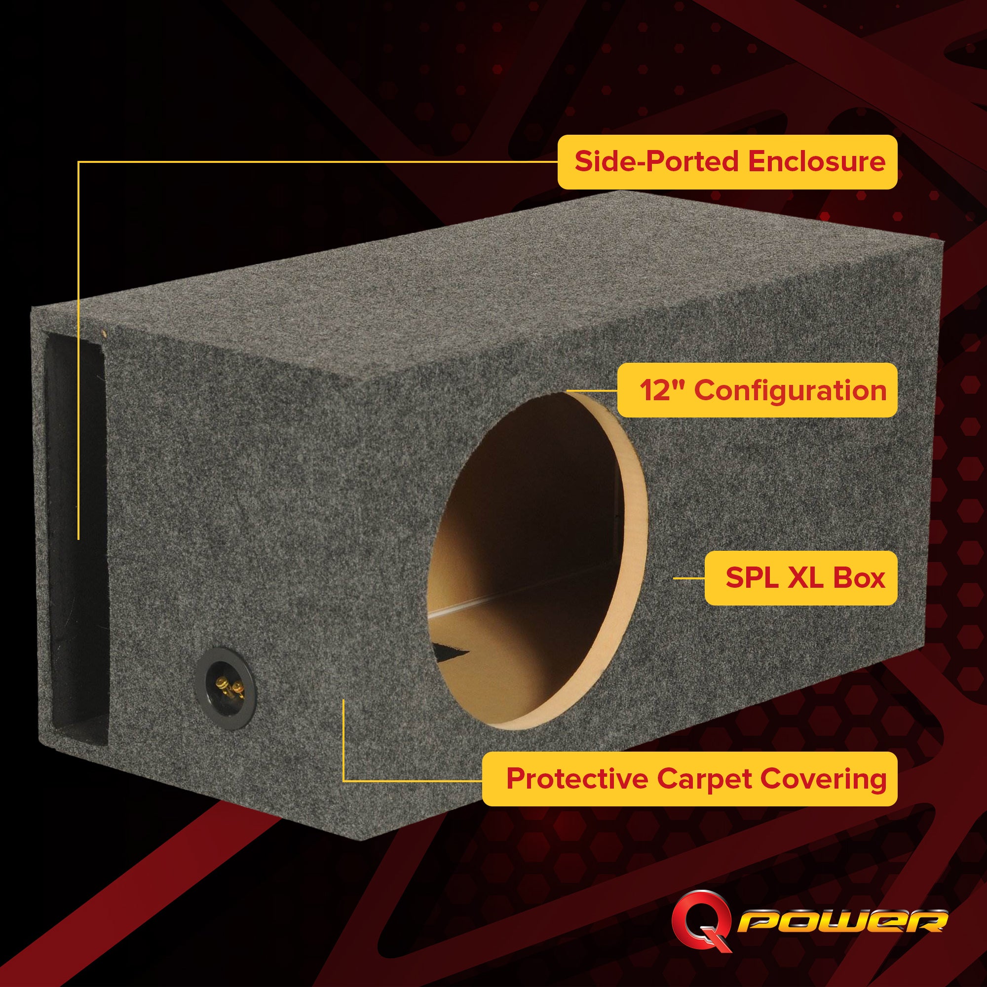 Q Power Single 12 Inch SPL XL Heavy-Duty Side Ported Subwoofer Enclosure (Used) - VMInnovations