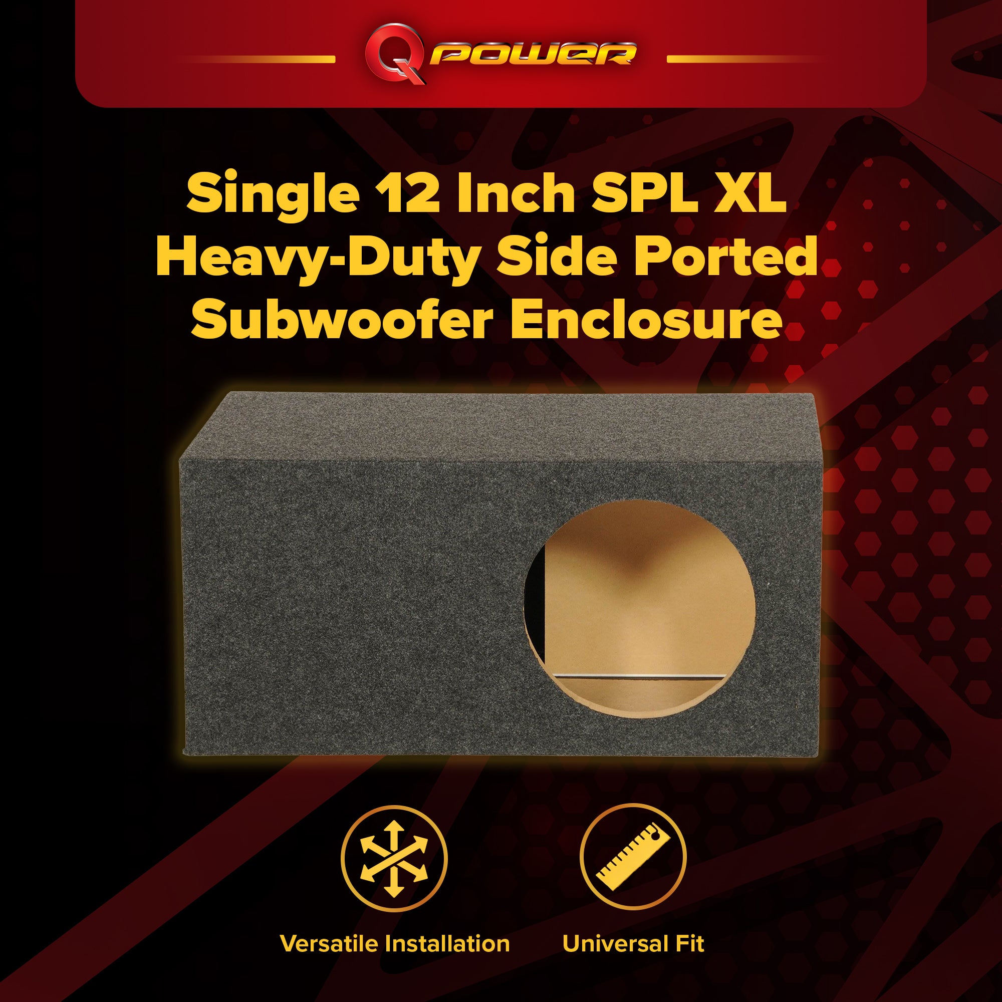QPower HD112VL Single 12 Inch SPL XL Heavy-Duty Side Ported Subwoofer Enclosure