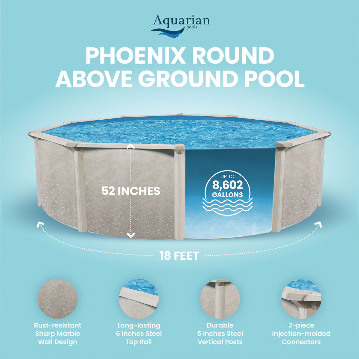 Aquarian Phoenix 18'x52" Steel Frame Above Ground Pool w/o Liner (For Parts)