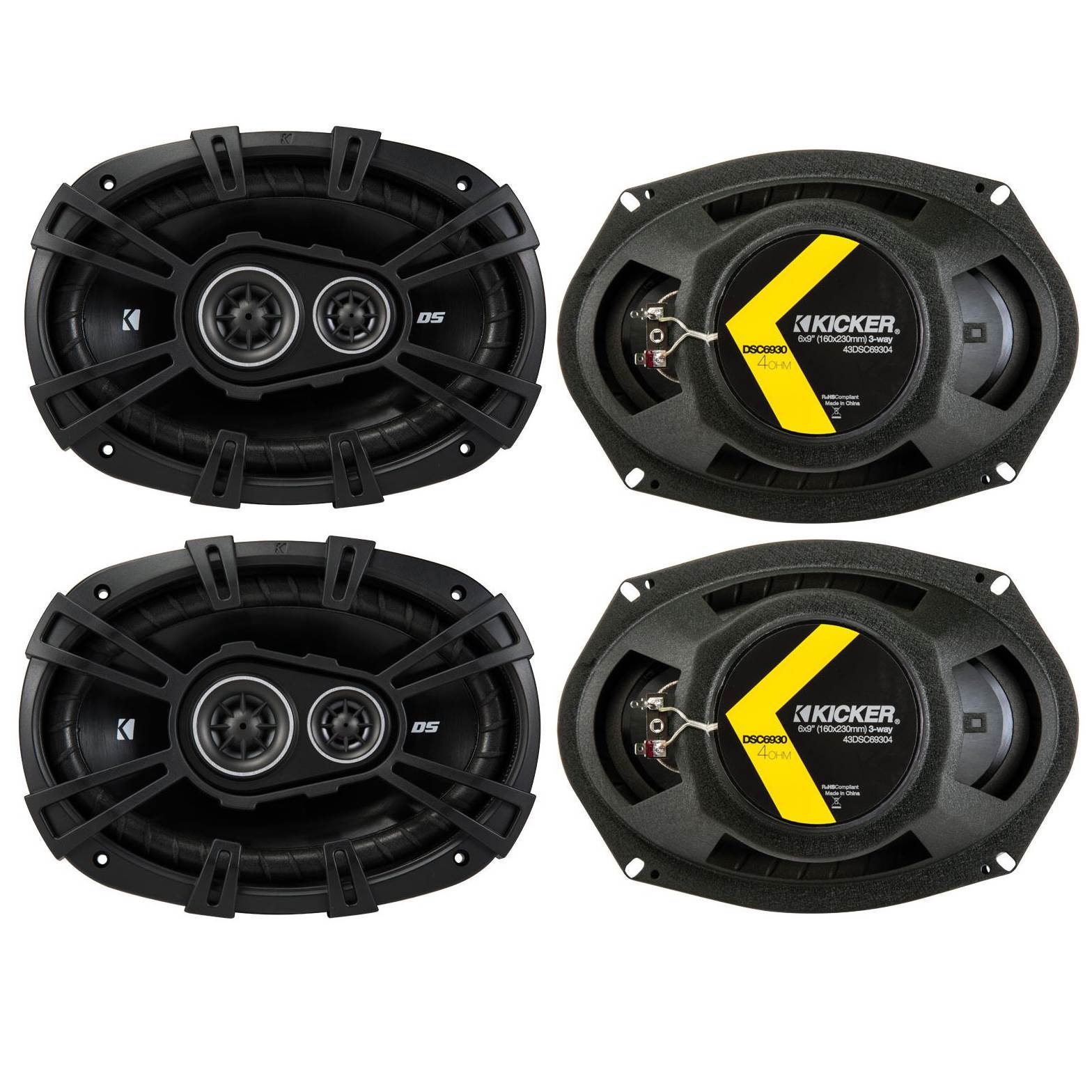 Kicker 6x9" 360W Car Speakers (4 Pack), Boss 1600W Amplifier, and 8 Gauge Wiring