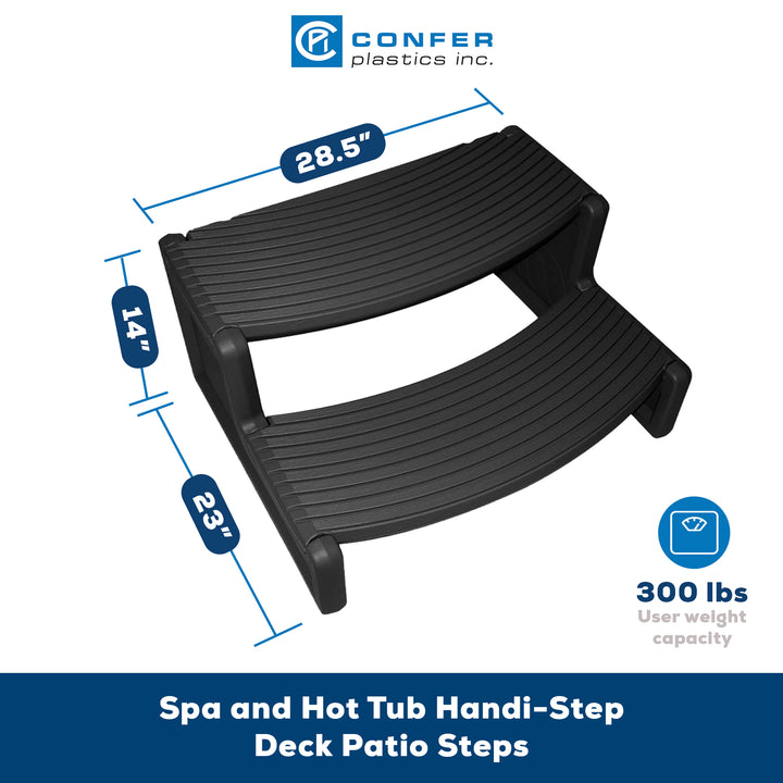 Confer Plastics Handi-Step Spa Hot Tub Stairs for Straight & Curved Spas, Black - VMInnovations