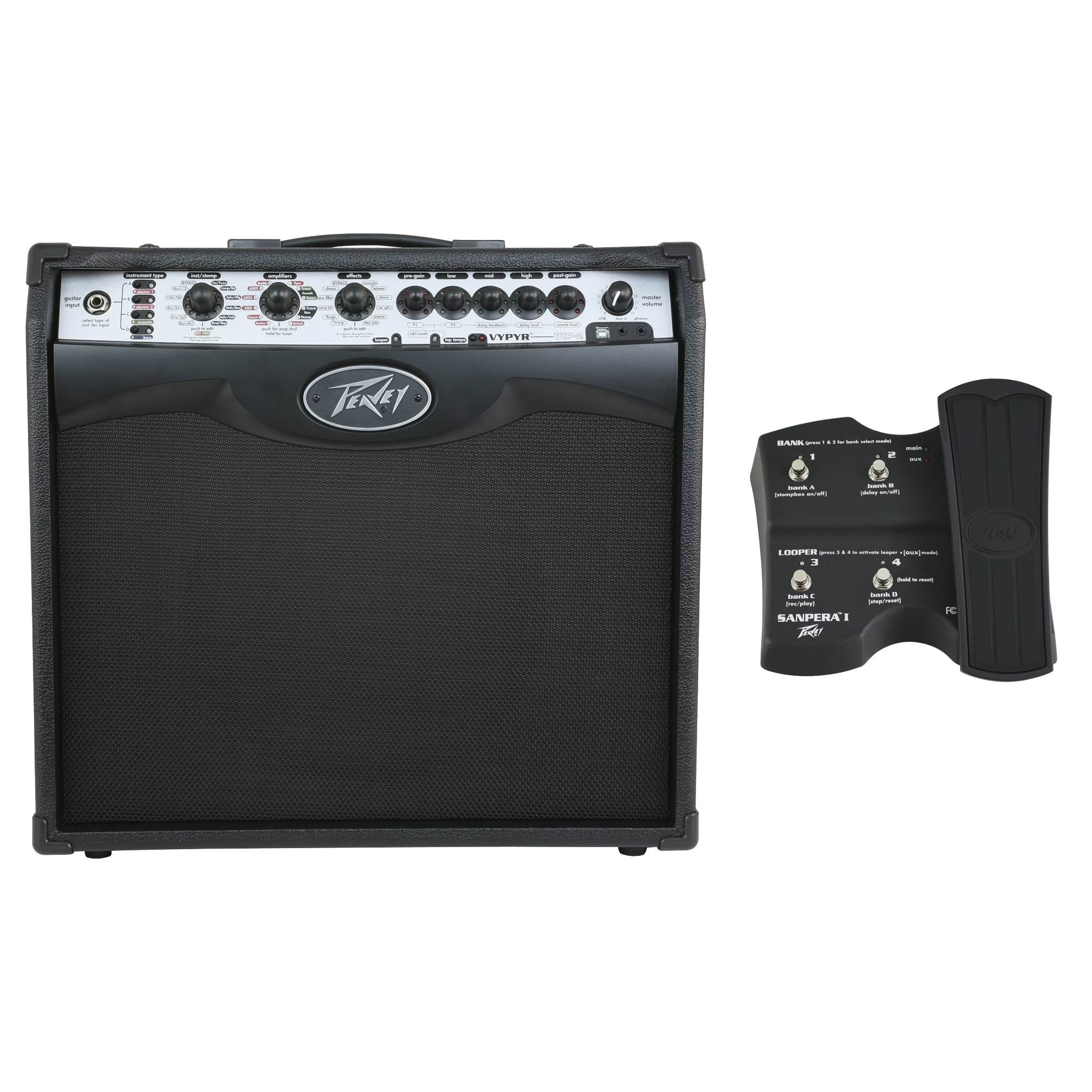 Peavey Vypyr VIP 2 40 Watt Combo Amplifier Amp + Sanpera I Pedal Controller
