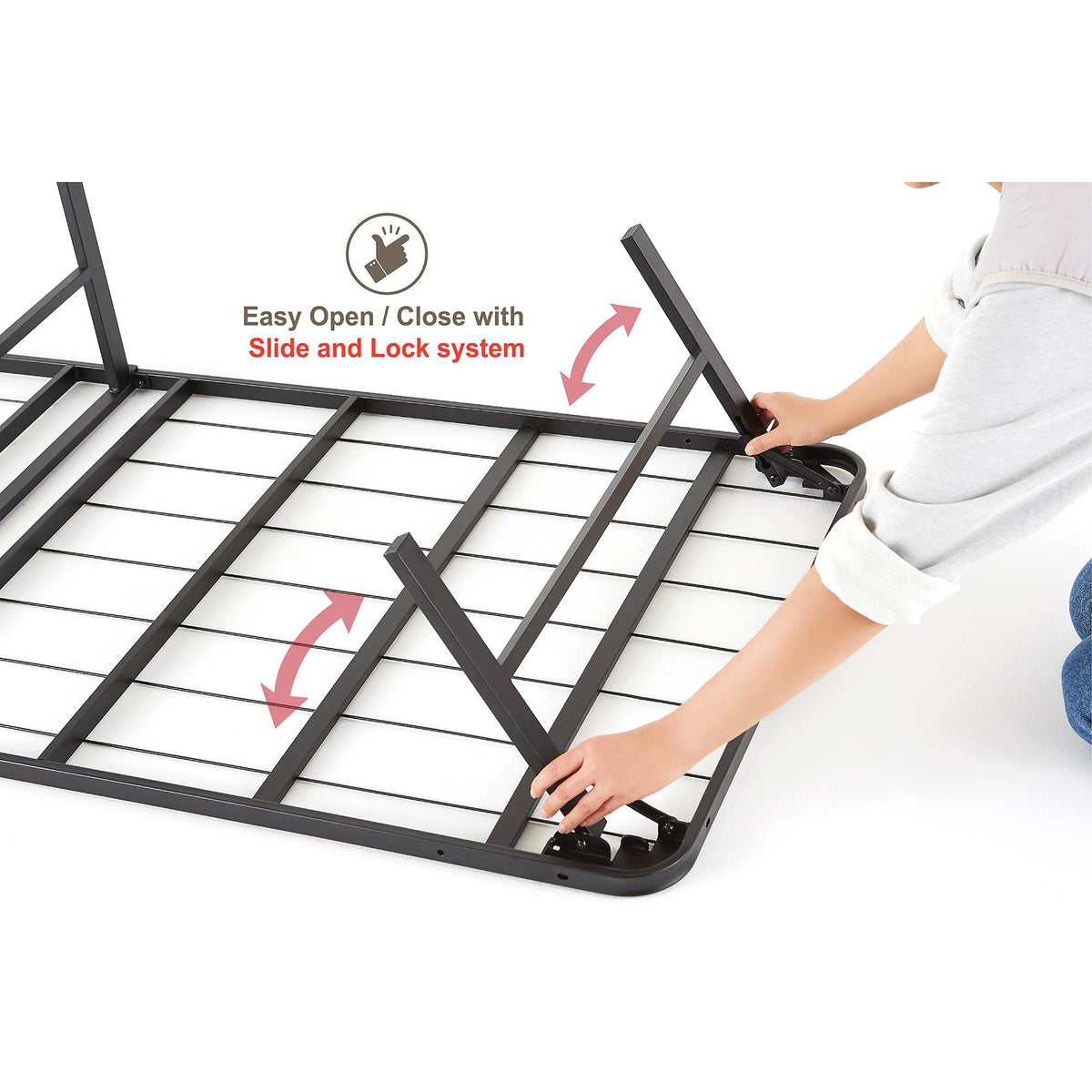 intelliBASE Lightweight Bi-Fold Platform Metal Bed Frame, Twin (Open Box)