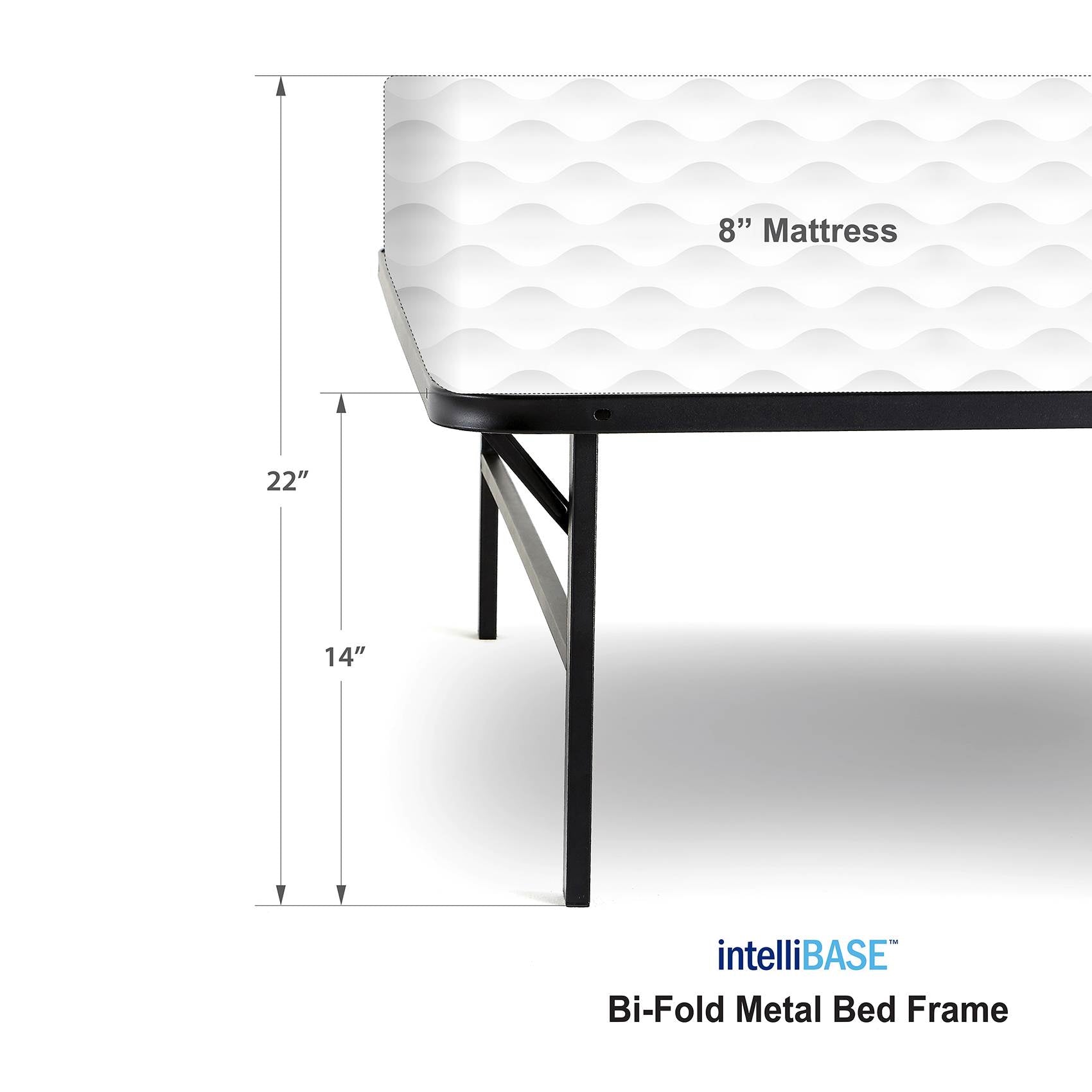 Lightweight Easy Set Up Bi-Fold Platform Metal Bed Frame, Queen (Open Box)