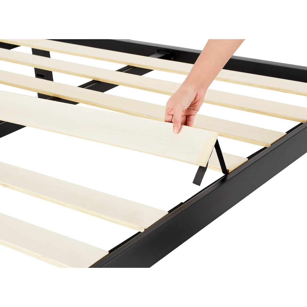 intelliBASE Deluxe Black Metal Platform Bed Frame Wooden Slats, King (Open Box)