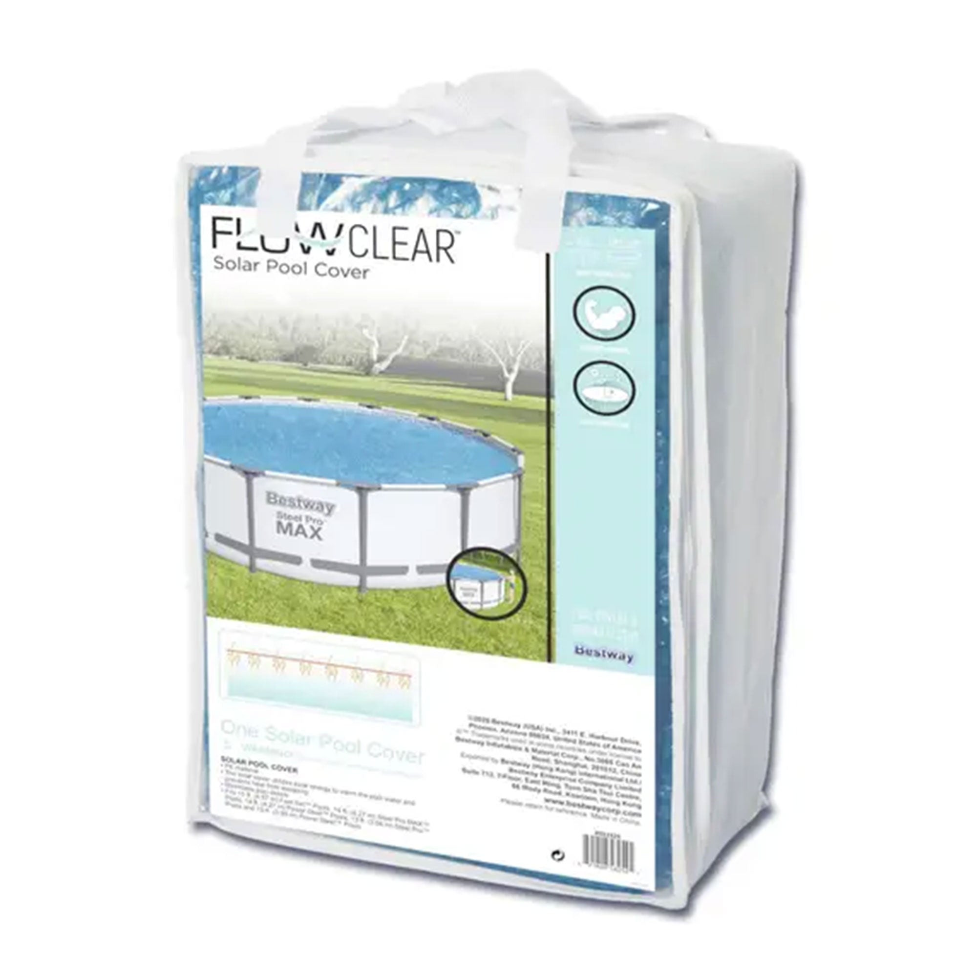 Bestway 14 Ft Pool Solar Heat Cover and 6 Pack of 4.2 x 8 In Filter Replacements - VMInnovations