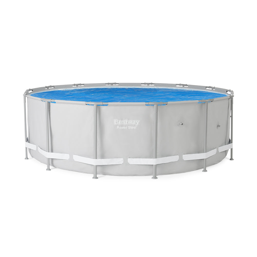 Bestway 14 Ft Round Above Ground Solar Pool Cover & FlowClear AquaScoop Skimmer - VMInnovations