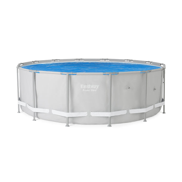 Bestway 14 Ft Round Above Ground Solar Pool Cover & FlowClear AquaScoop Skimmer - VMInnovations