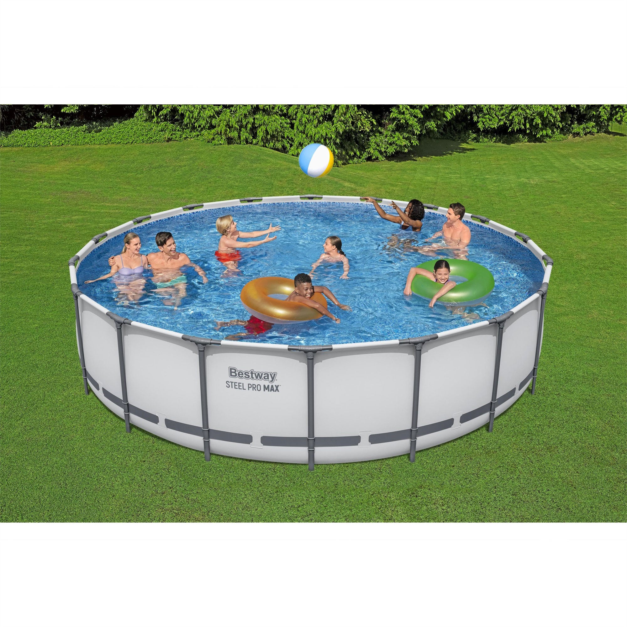 Bestway Steel Pro 18-Foot Round Swimming Pool Set, Filter Pump Ladder (Open Box)